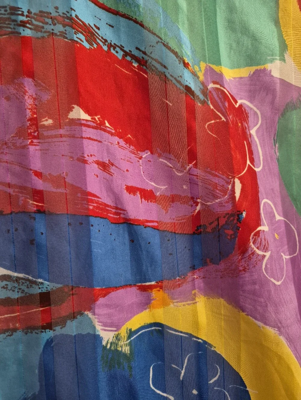 Vintage Silk Floral Atsy Abstract Colorful Scarf